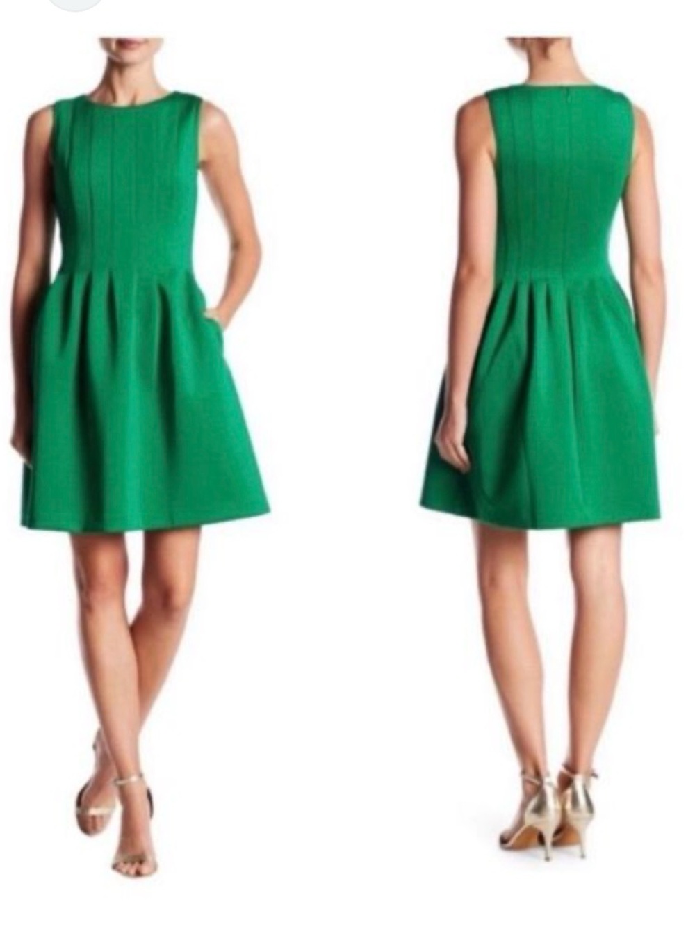 Vince Camuto Emerald Green Sleeveless Fit-And-Flare Mini Dress